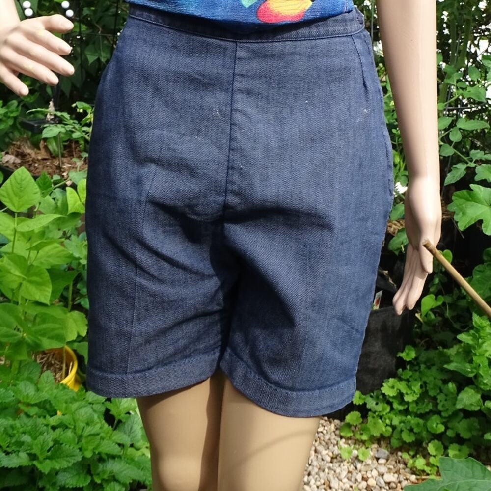 VTG 60s Jeanie Blue Bell High Waisted Denim Shorts Pin Up Rockabilly Sz 2 4 26